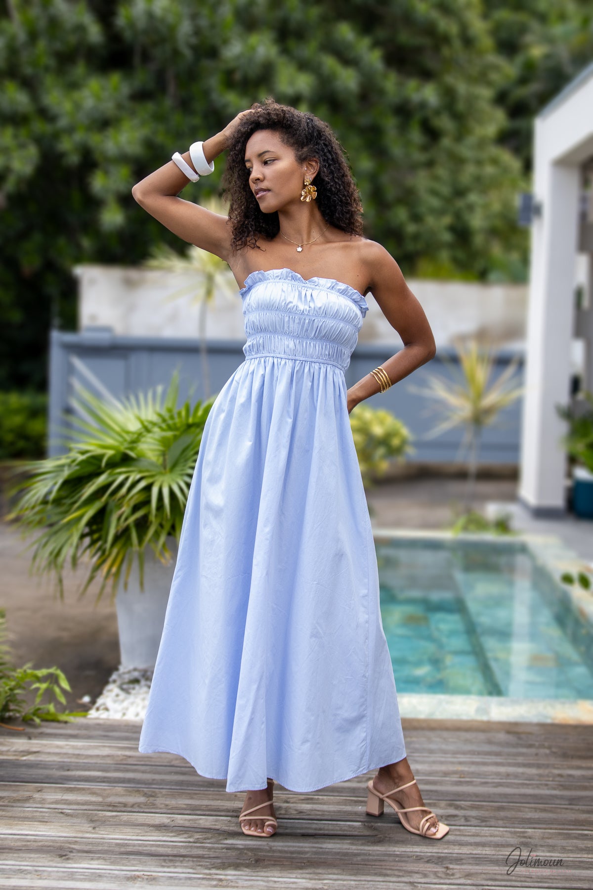 Robe Bustier Bleue Taille 36 - Style Moulant Mi-longueur - Occasion Bon état