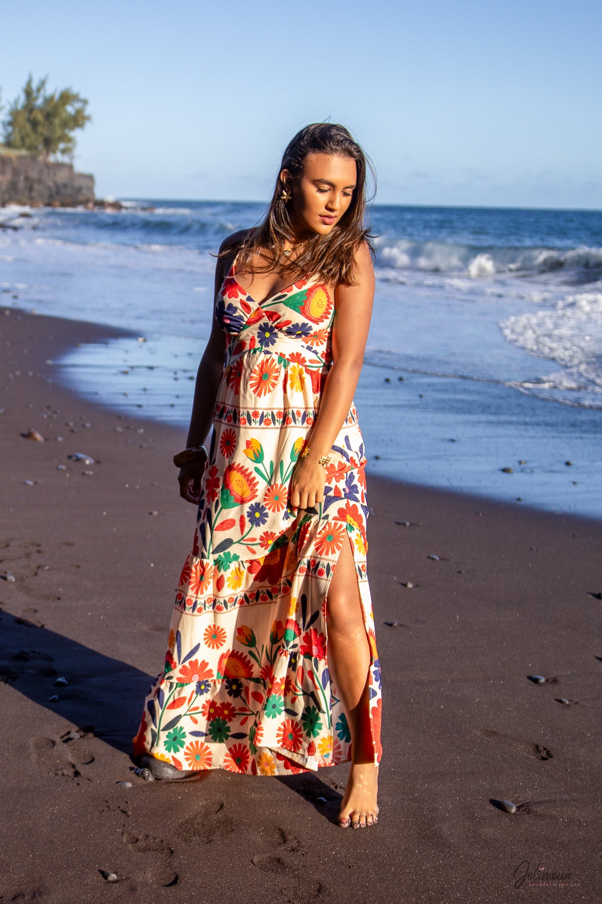 Médina – Robe longue fluide imprimé floral bohème chic