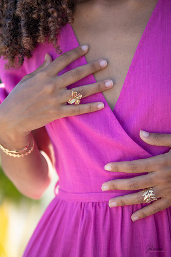 Olympe -Bague fleur martelée