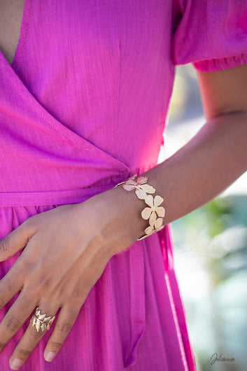 Flora - Bracelet fleurs dorées