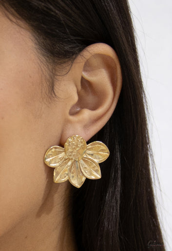 Taliya - Boucles d’oreilles dorées pétales 2 en 1 en acier inoxydable