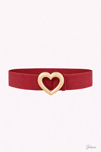 LOVE - Ceinture élastique en velours boucle cœur dorée