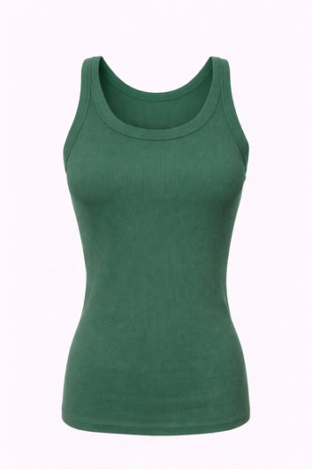 Top Lary – Débardeur côtelé en viscose et coton vert