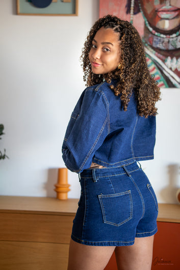 Nélya – Ensemble veste et short en denim