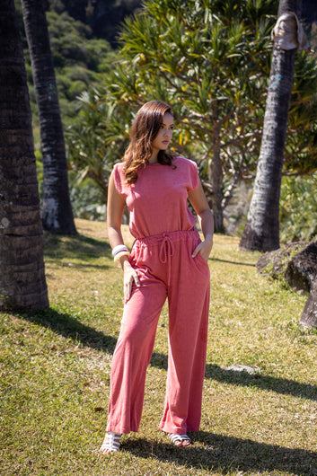 Ena – Ensemble éponge rose 100 % coton à coupe fluide