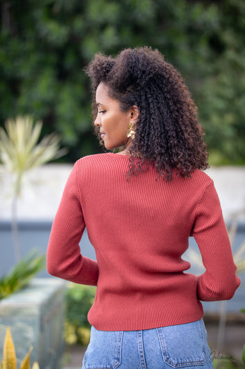 Ali - Gilet maille terracotta