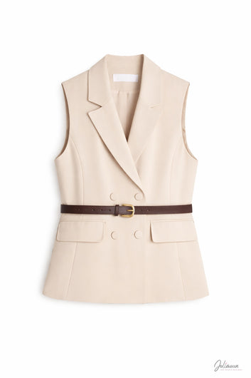 Gaby - Gilet sans manches structuré beige
