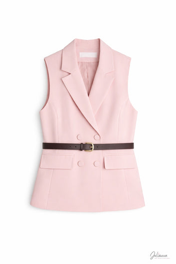 Gaby - Gilet sans manches structuré rose poudré