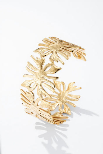 Florane - bracelet manchette éclat végétal doré