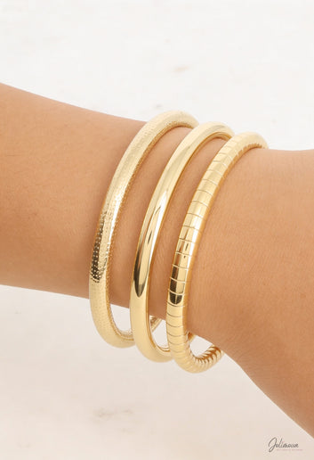 Auréva - Bracelet jonc doré finition strié