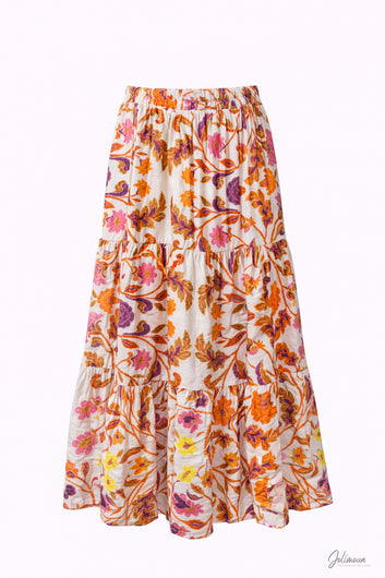 Miléna – Jupe longue fleurie taille élastique