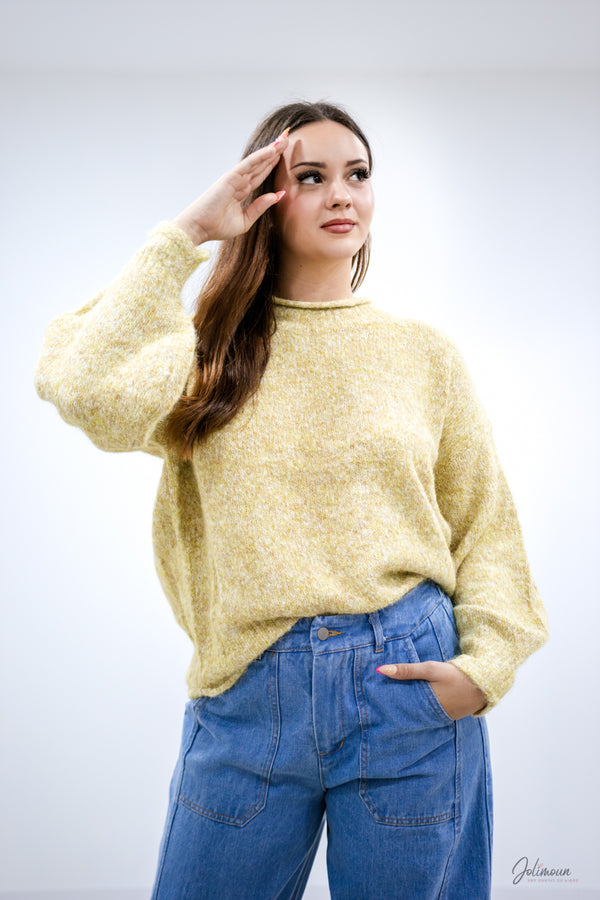 Lioréna – Pull maille douce fils dorés coupe oversize