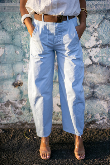 Barrel – Pantalon bleu clair 100 % coton coupe ample ceinture incluse