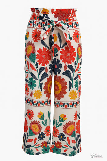 Médina – Pantalon fluide taille haute à imprimé floral