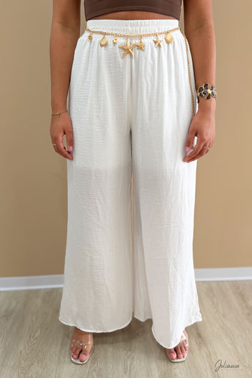 Alba – Pantalon blanc fluide taille élastique