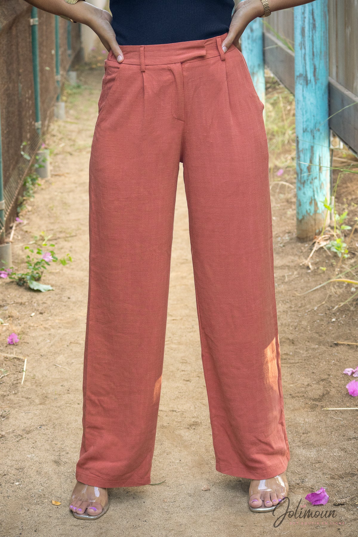 Morgane - Pantalon Lin Terracota