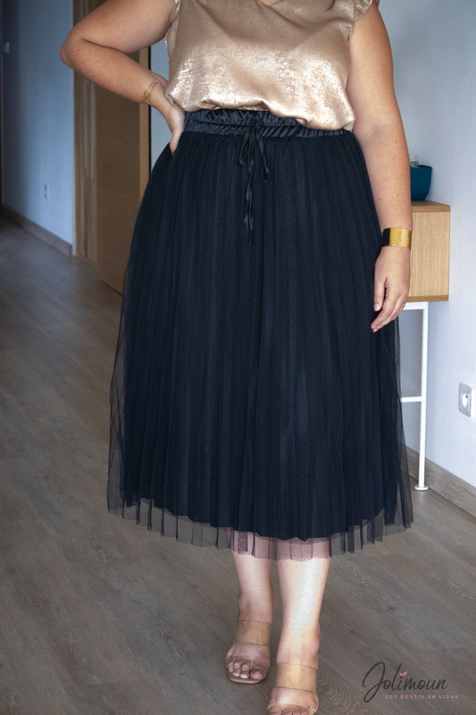 Daisy- Jupe longue en tulle noire doublée