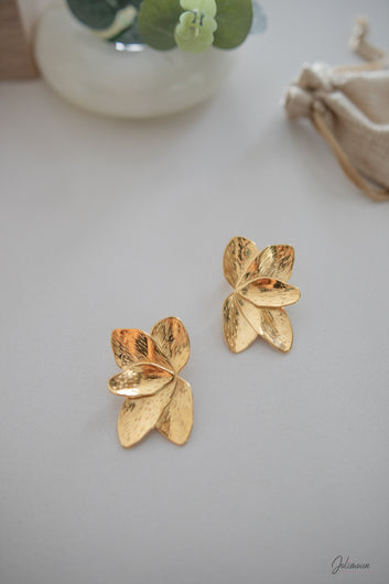 Boucles d'oreilles puces feuilles