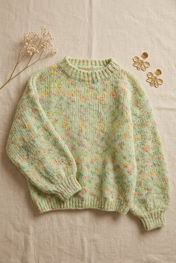 Belair - Pull oversize maille mouchetée vert d’eau pastel