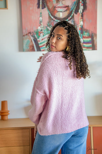 Melrose – Pull oversize rose en mohair et laine