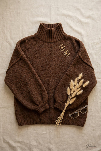 Melrose – Pull oversize marron en mohair et laine
