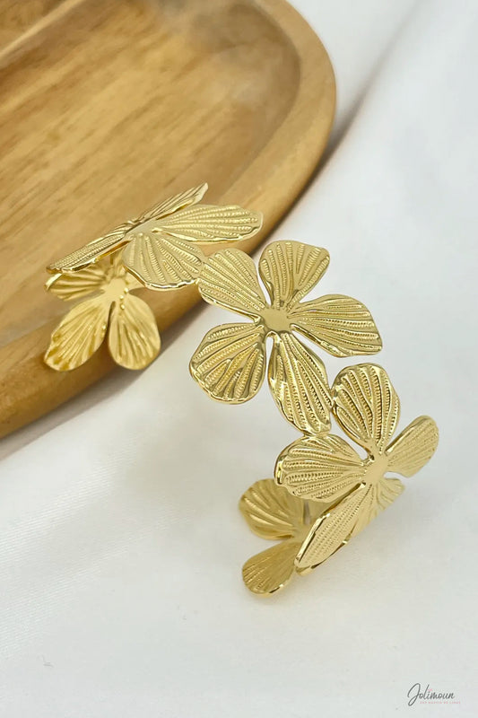 Flora - Bracelet fleurs dorées