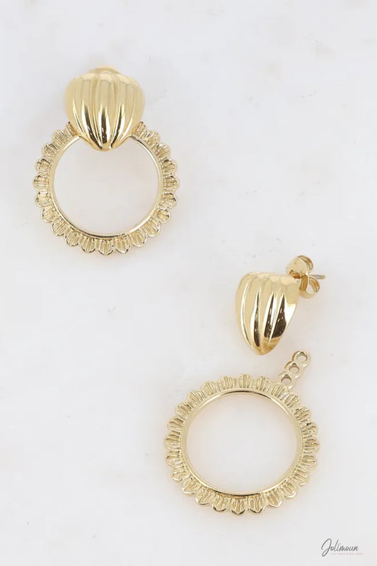Duolume - Boucles d’oreilles modulables dorées