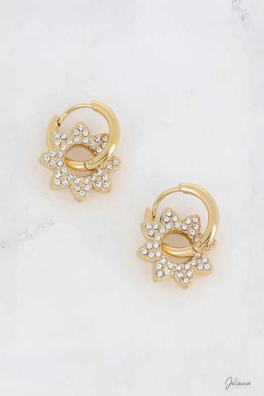 Luma -Boucles mini créoles strass fleur