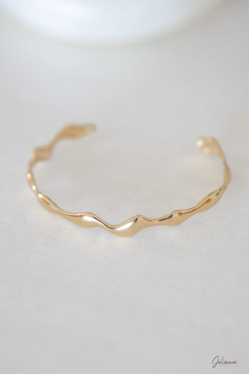Vague - Bracelet jonc ondulé doré