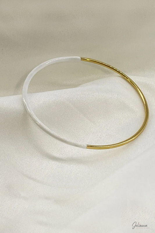 Thaïs - Bracelet jonc blanc et doré