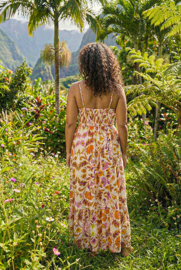 Miléna - Robe longue imprimé fines bretelles