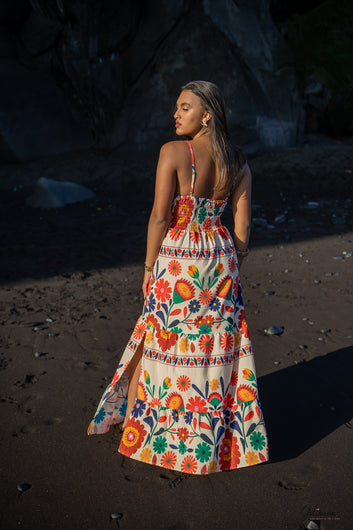 Médina – Robe longue fluide imprimé floral bohème chic