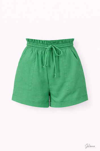 Lilie- Short taille haute élastique avec cordon de serrage vert