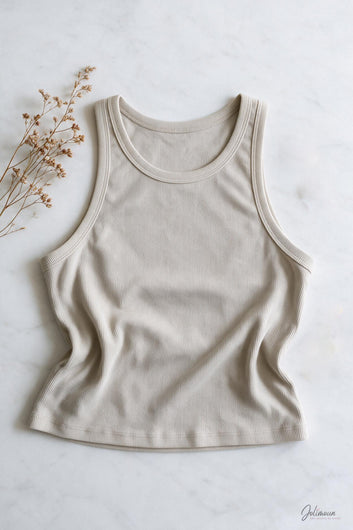 Milo - Crop top côtelé stretch beige