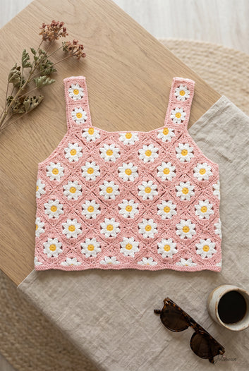 Lauren - Top crochet rosé