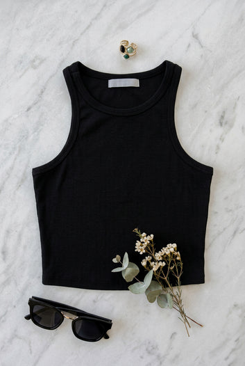 Milo - Crop top côtelé stretch noir