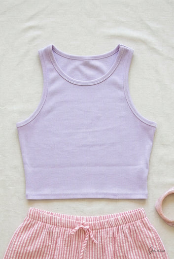 Milo - Crop top côtelé stretch lavande