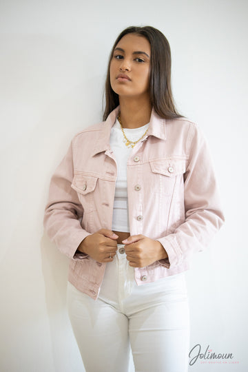 Jina - Veste en Jeans oversize rose