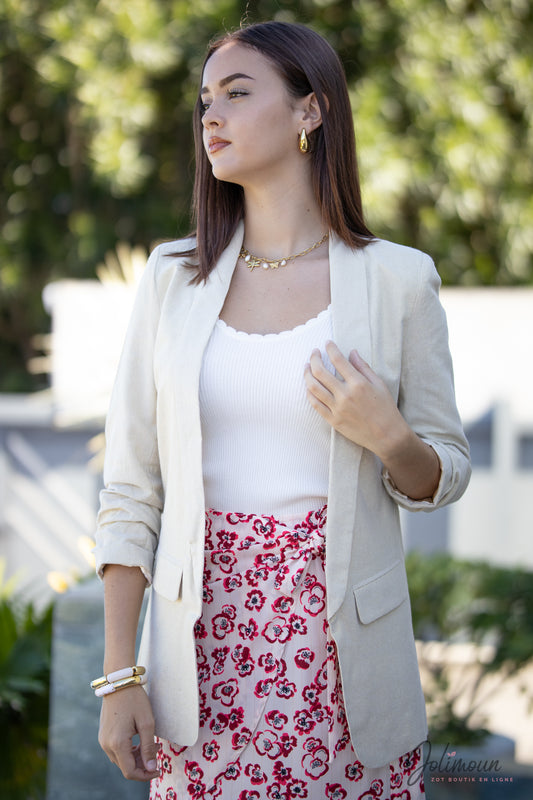 Sandrine- Veste Blazer légèrement pailleté en lin mélangé