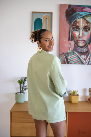 Isara – Blazer oversize vert d’eau