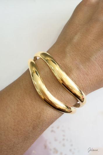 Oline - Manchette dorée 2 rangs effet ondulé