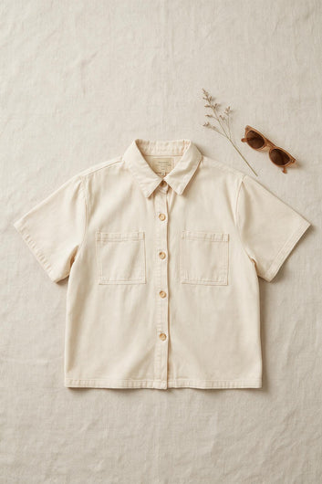 Erine - Veste surchemise Blouse Denim Écru
