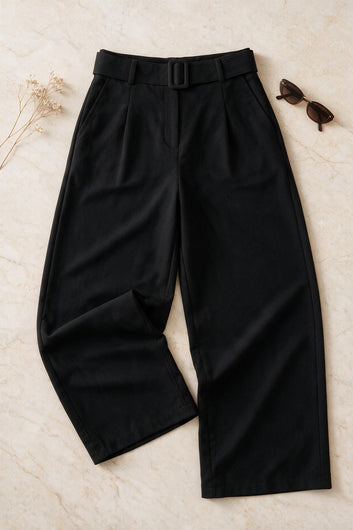 Calyane - Pantalon large noir taille haute
