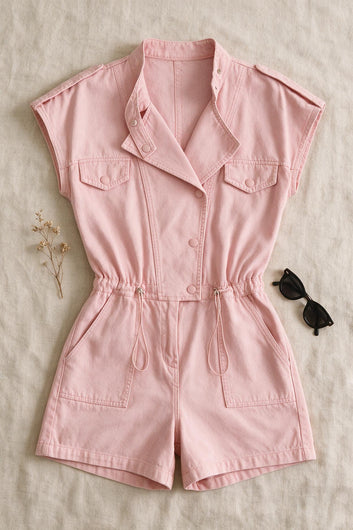 Héléa - Combi-short rose poudré