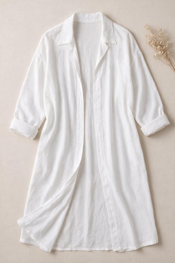 Alma - Gilet blanc esprit chemise 100% lin