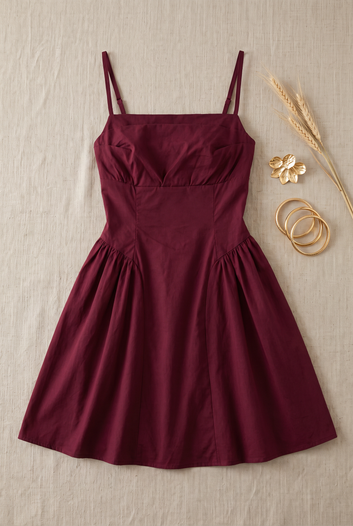 Malysia - Robe Courte avec noeud au Dos bordeaux