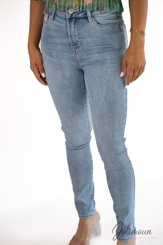 Sky- Jeans skinny bleu clair taille haute