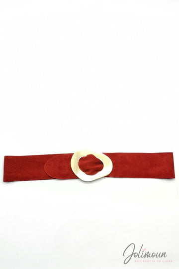 Ceinture cuir rouge boucle en métal