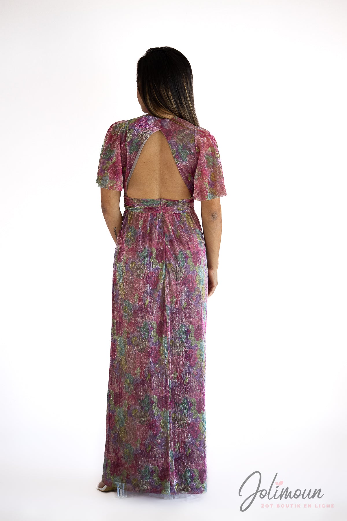 Loria- Robe habillée en Lurex rose