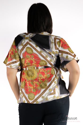 Paola - Top fluide cache coeur manche kimono